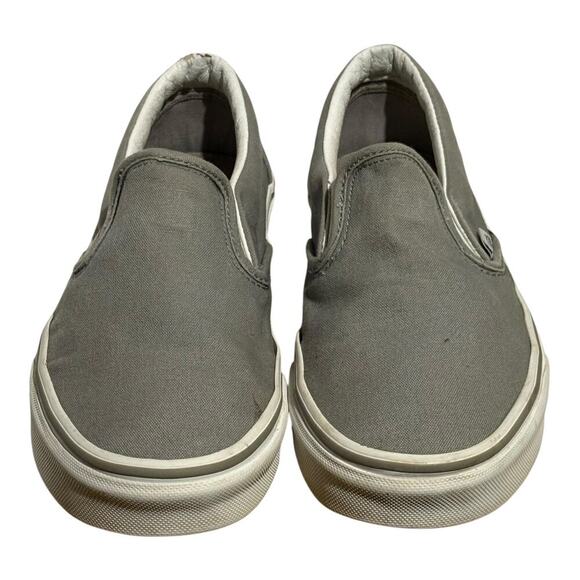 Vans Classic Slip On Light Gray Canvas Sneakers Women's 9 Skate Shoes - Picture 3 of 8